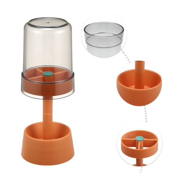 Bathroom 3 Slots PP Toothbrush Holder Stand with Cover Orange 8.66''x2.99'' - Picture 3 of 6